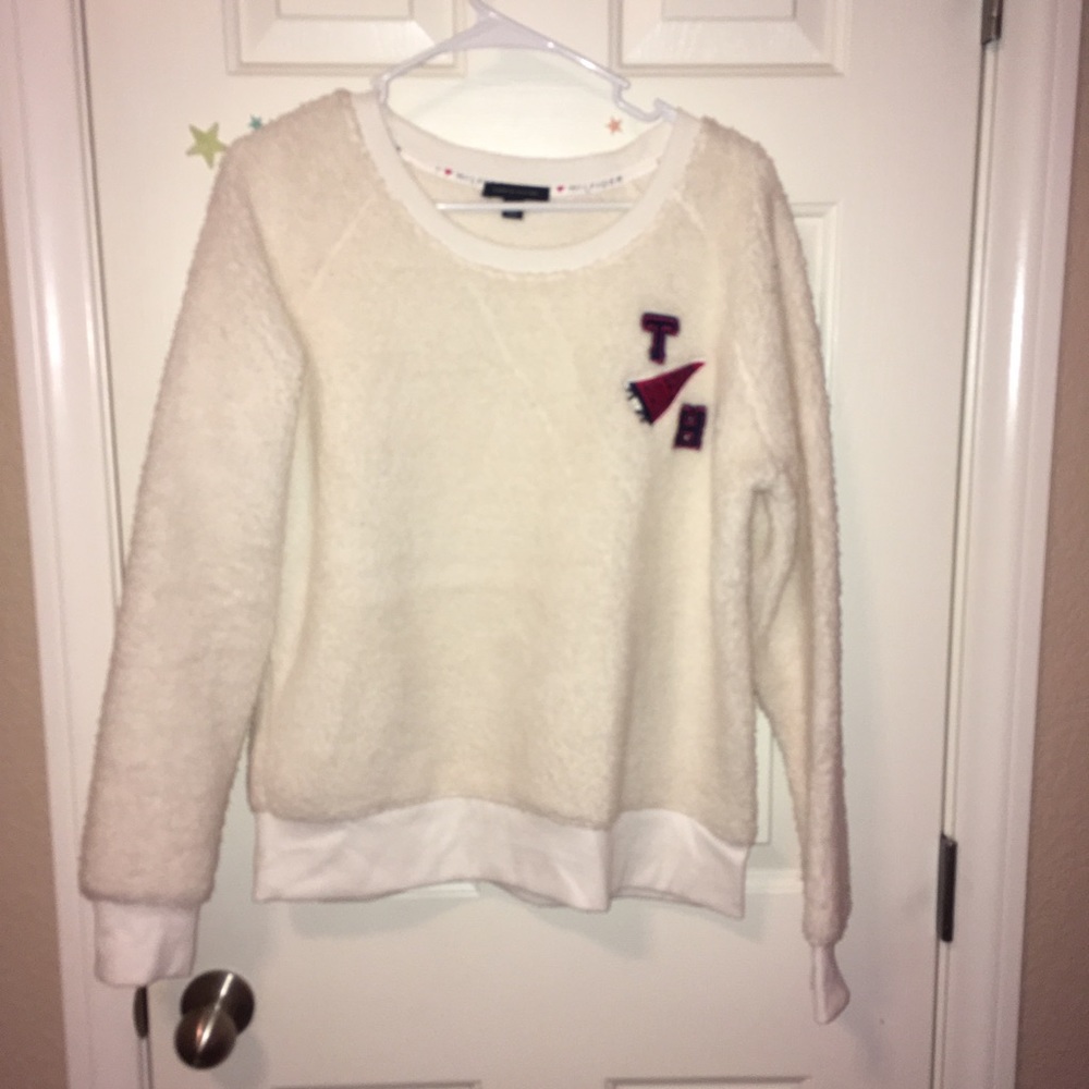 Cream and White Tommy Himfiger Sweater